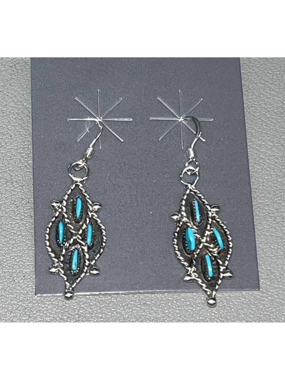 Zuni multi stone cluster turquoise sterling silver petit point earrings